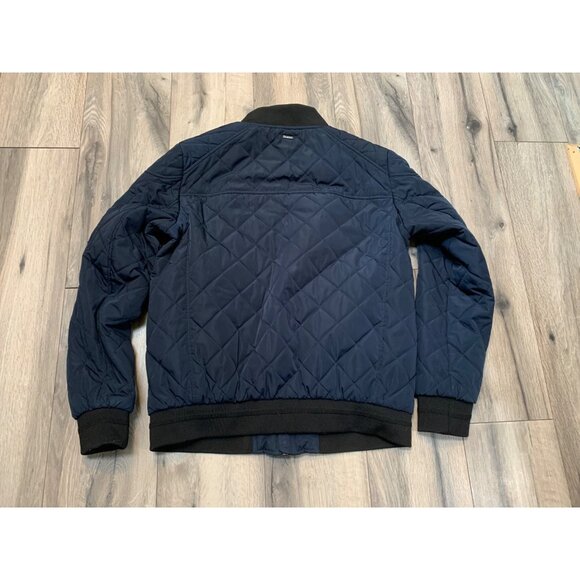 Men’s Calvin Klein Navy Blue Medium Jacket Quilted Diamond Pockets Repaired Cuff - Picture 9 of 13